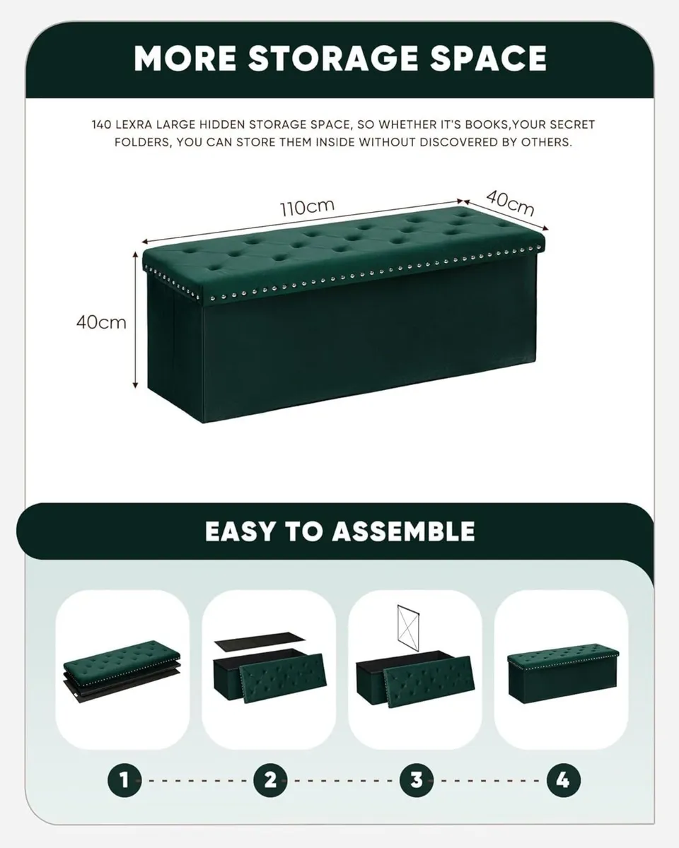 Folding Ottoman Bench Seat with Storage Extra - Image 3