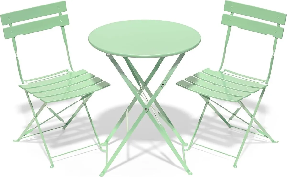 Folding Bistro Table and Chairs Set of 2 Balcony - Image 1