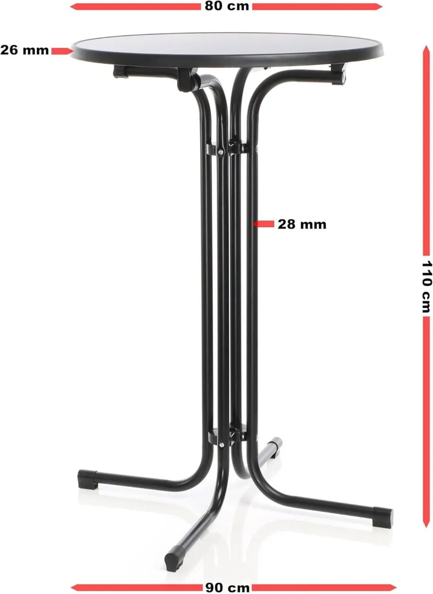 Foldable Black Bistro Table Ø80cm Round Indoor/Out - Image 2