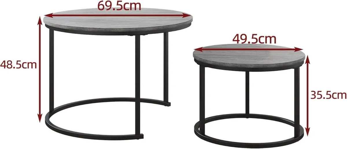 Round Coffee Table Set of 2 Nest Tables for - Image 2