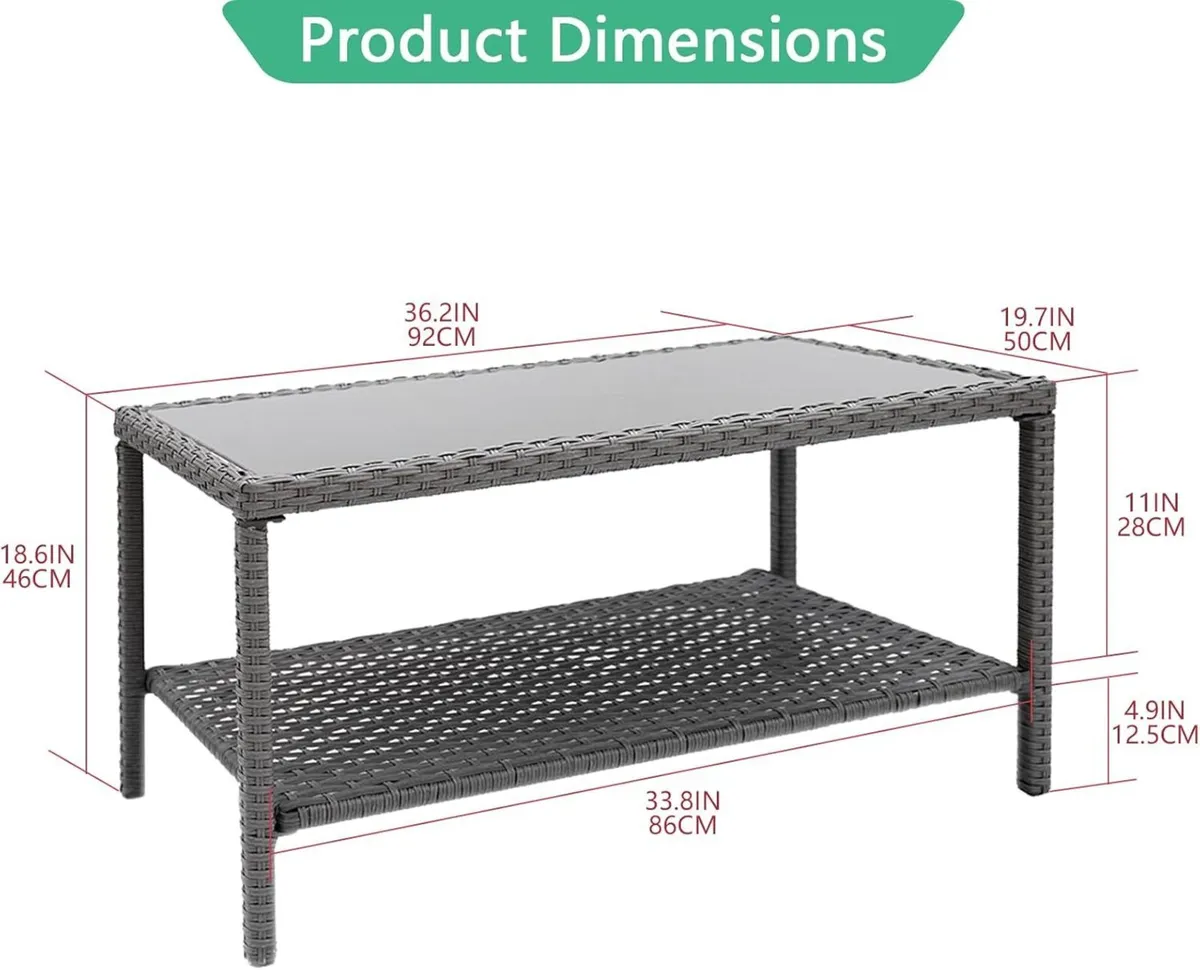 Rectangle All Weather Rattan Wicker Outdoor - Image 2