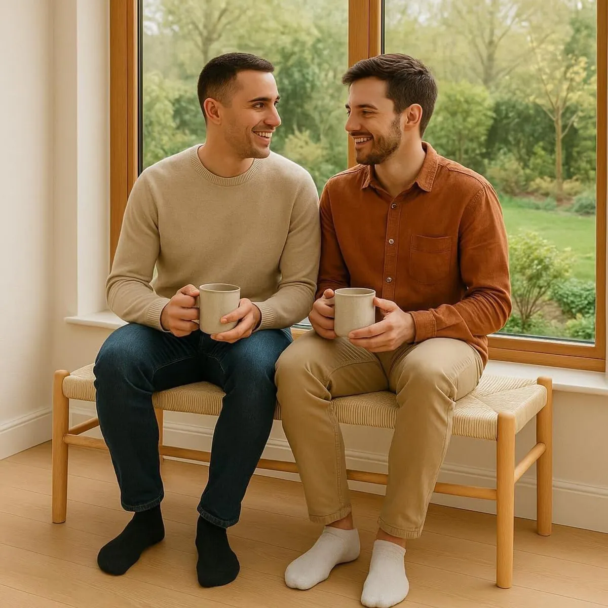 Wooden Dining Bench - Natural Beech/Woven Rope - Image 4