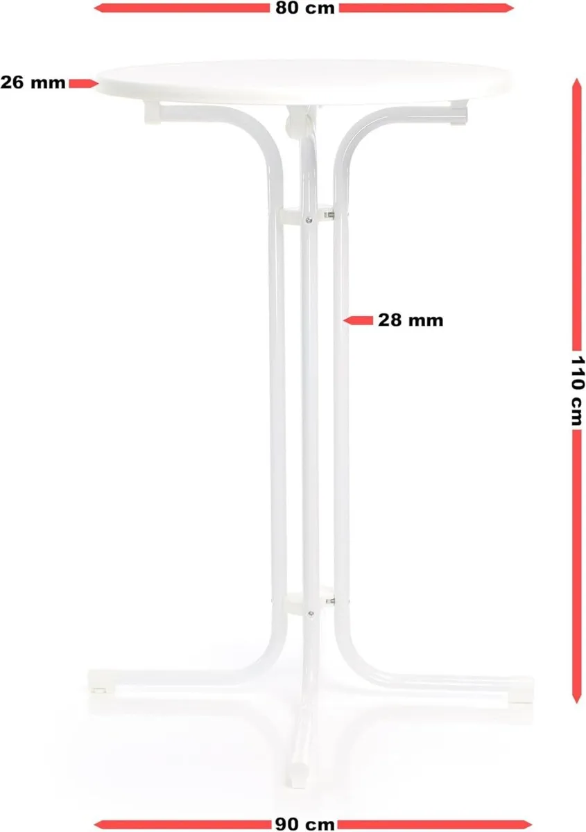 Foldable White Bistro Table Ø80cm Round Indoor/Out - Image 2