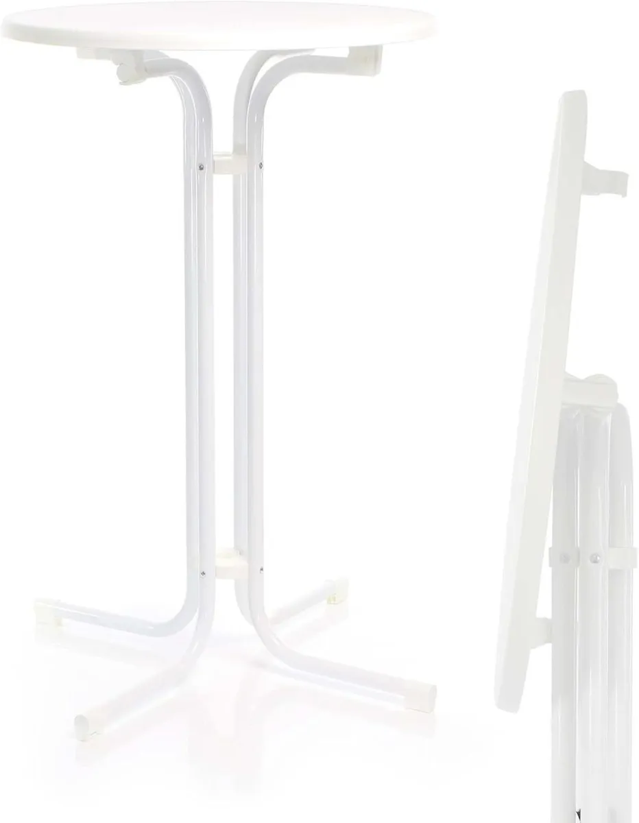 Foldable White Bistro Table Ø80cm Round Indoor/Out - Image 1