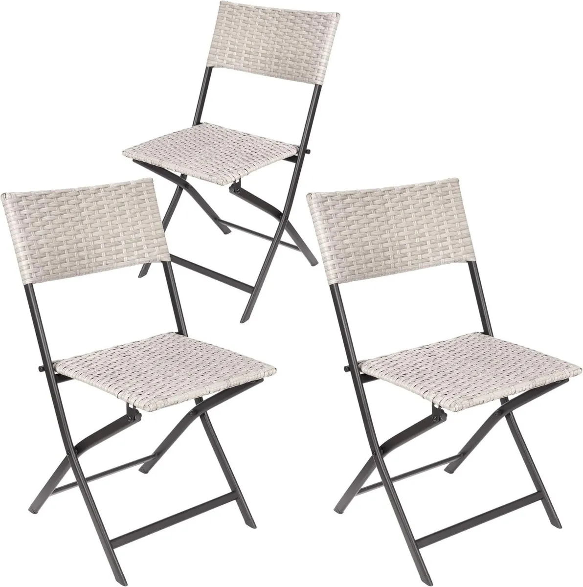 Set of 3 Garden Chair Lugano - Polyrattan - Image 1