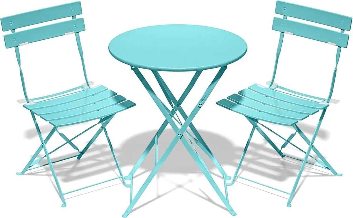 Folding Bistro Table and Chairs Set of 2 Balcony - Image 1