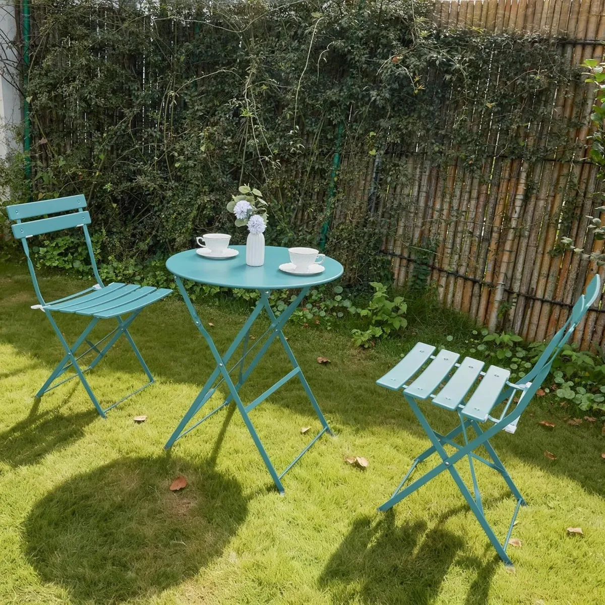 Folding Bistro Table and Chairs Set of 2 Balcony - Image 2