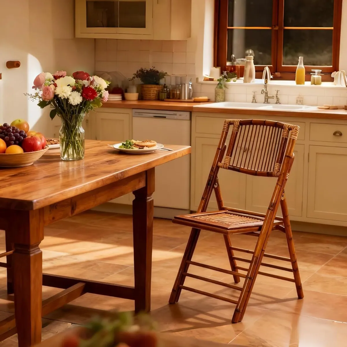 FSC Bamboo Folding Chair Vintage Style Foldable - Image 2