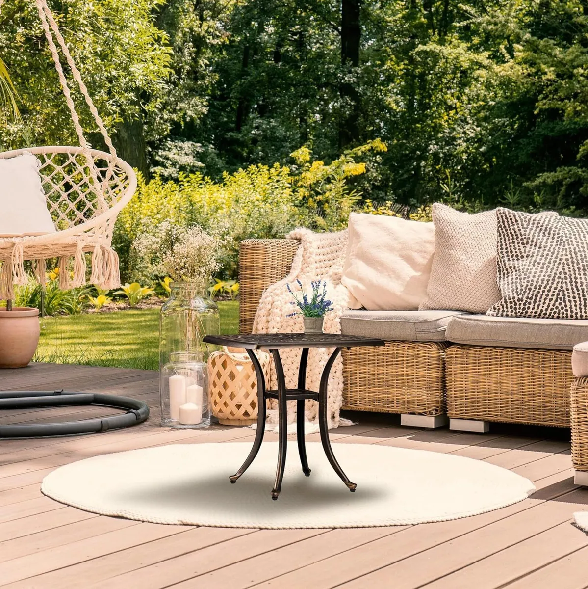 Garden Side Table Antique Look Cast Aluminum - Image 4