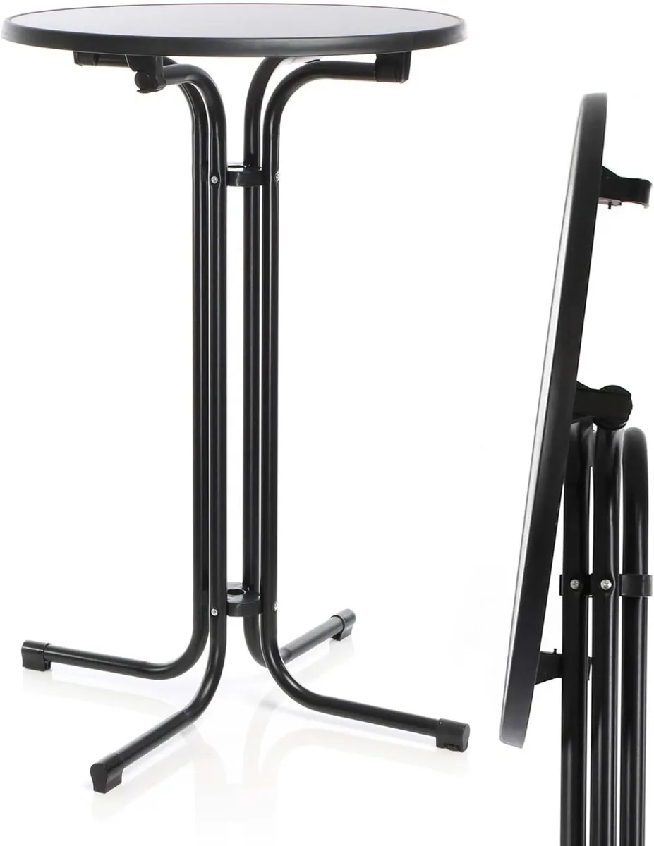 Foldable Black Bistro Table Ø70cm Round Indoor/Out - Image 1