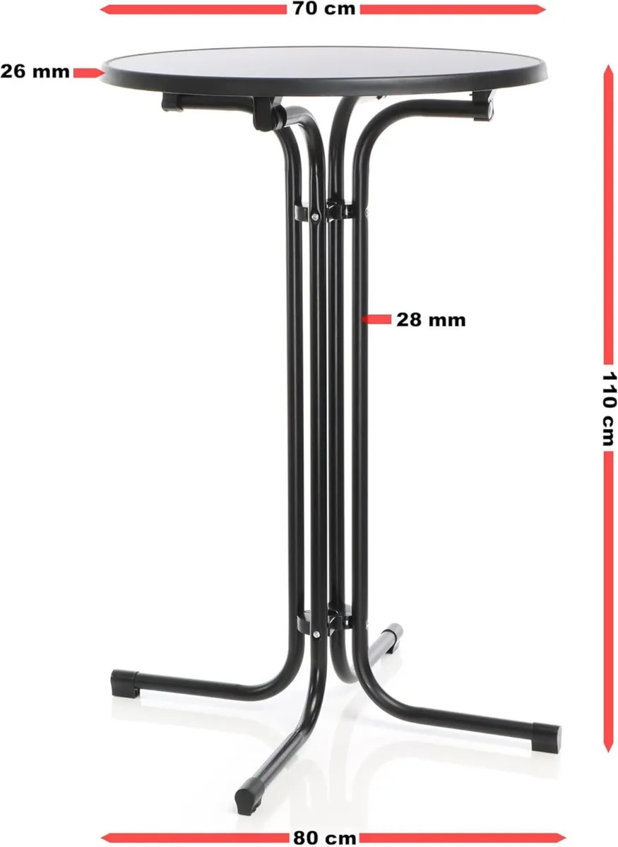 Foldable Black Bistro Table Ø70cm Round Indoor/Out - Image 2