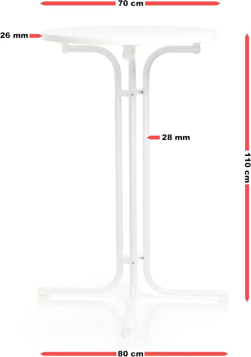 Foldable White Bistro Table Ø70cm Round Indoor/Out - Image 2