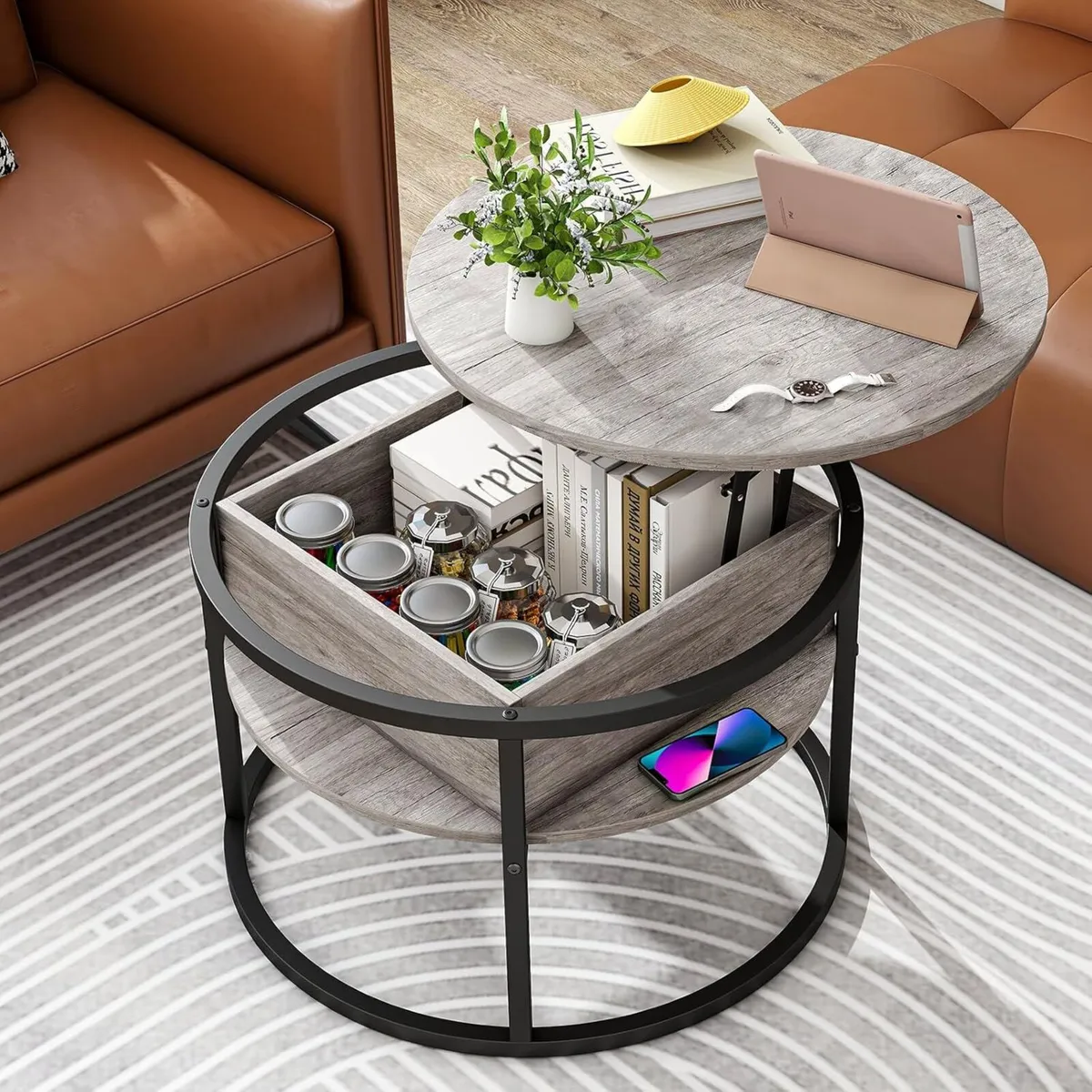Round Coffee Table Lift Top Tables for Living - Image 1