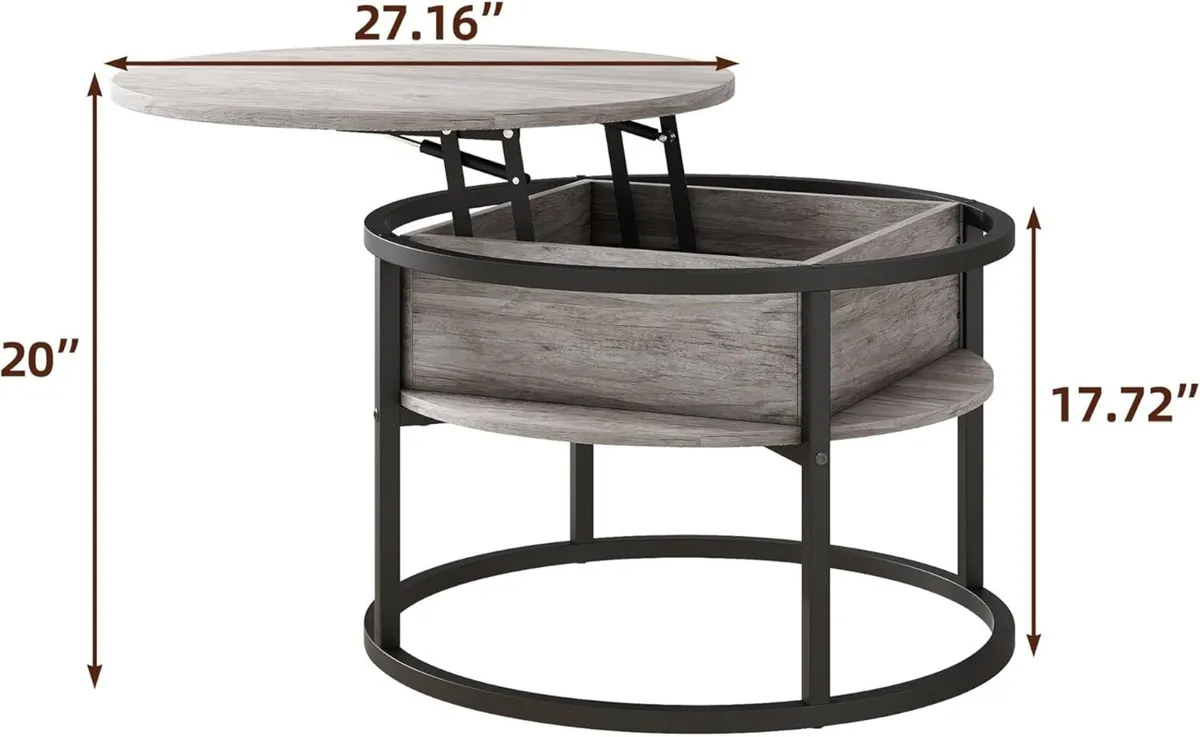 Round Coffee Table Lift Top Tables for Living - Image 2