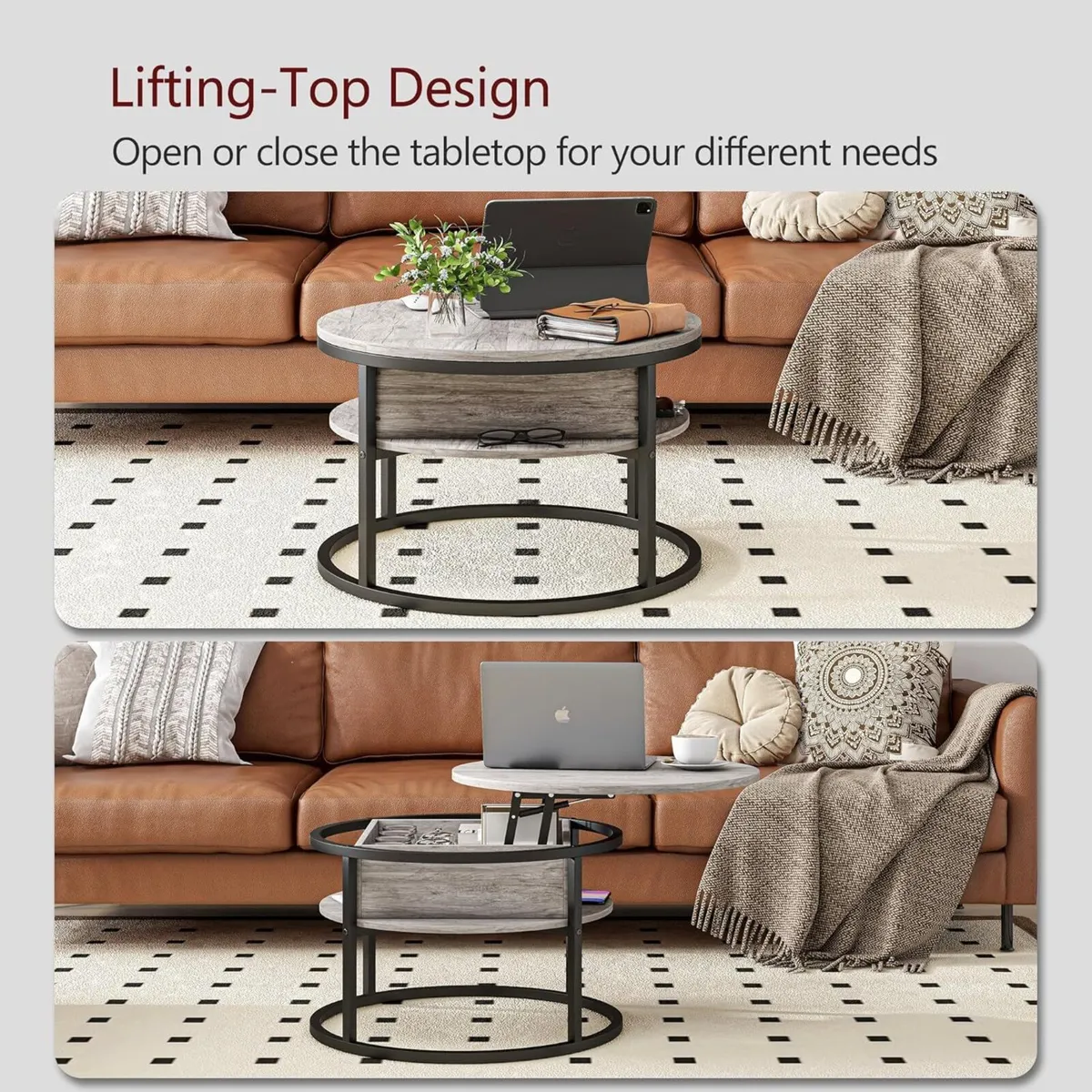 Round Coffee Table Lift Top Tables for Living - Image 4