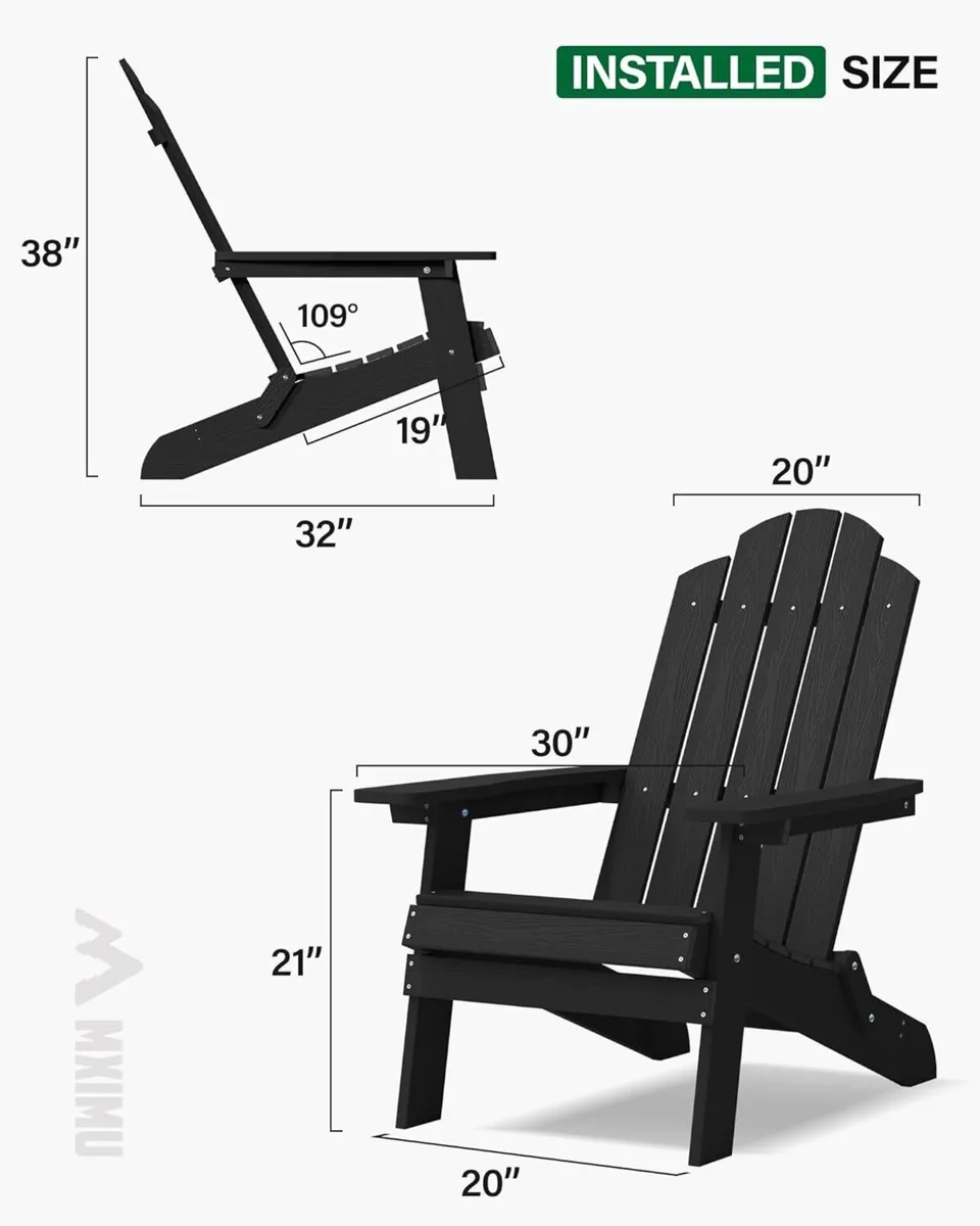 Folding Adirondack Chair Weather Resistant - Image 2