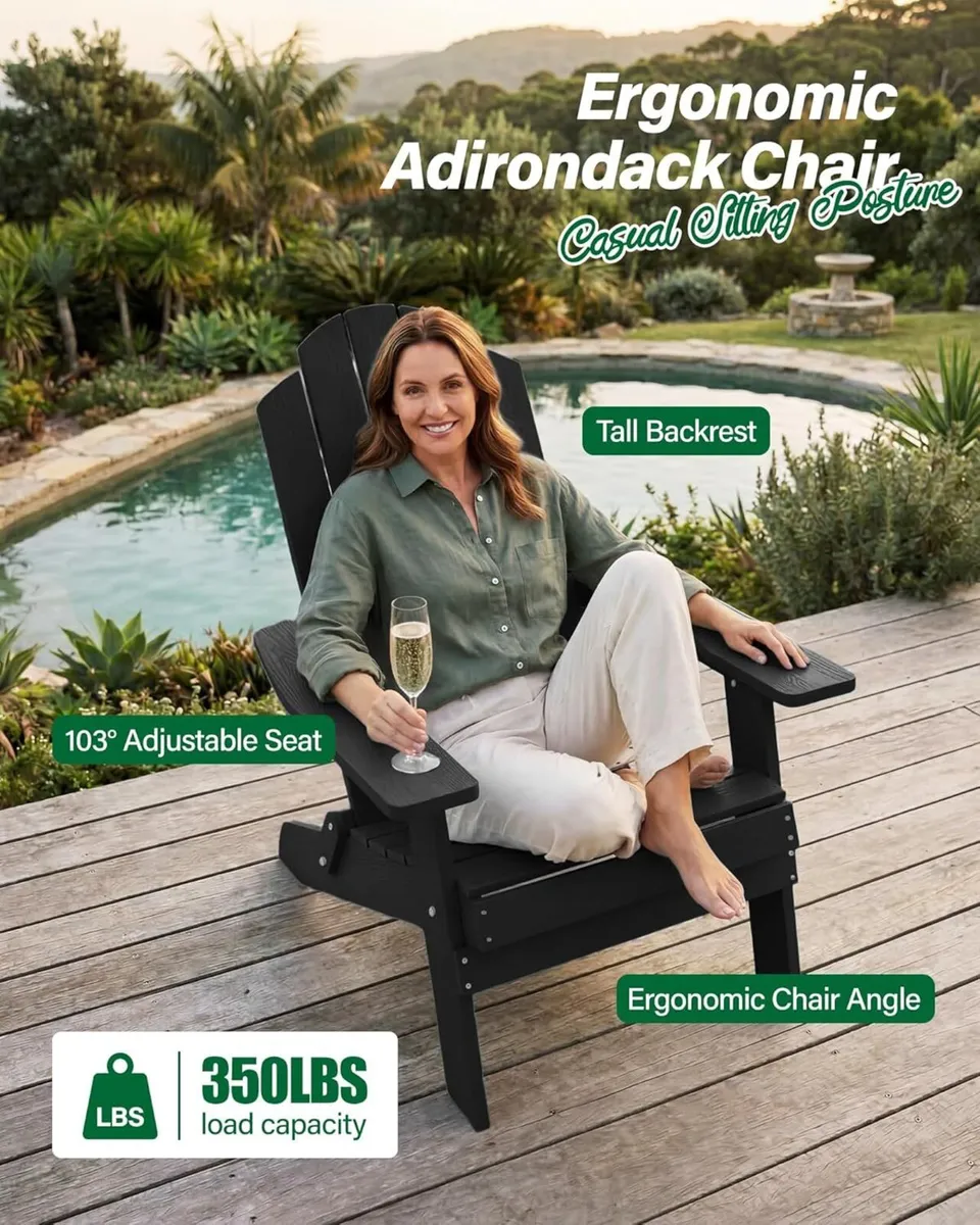 Folding Adirondack Chair Weather Resistant - Image 3