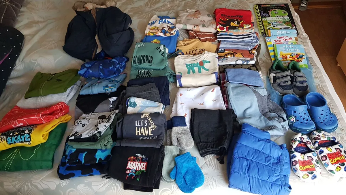 Boys clothes bundle  3-4 years old+shoes books - Image 1