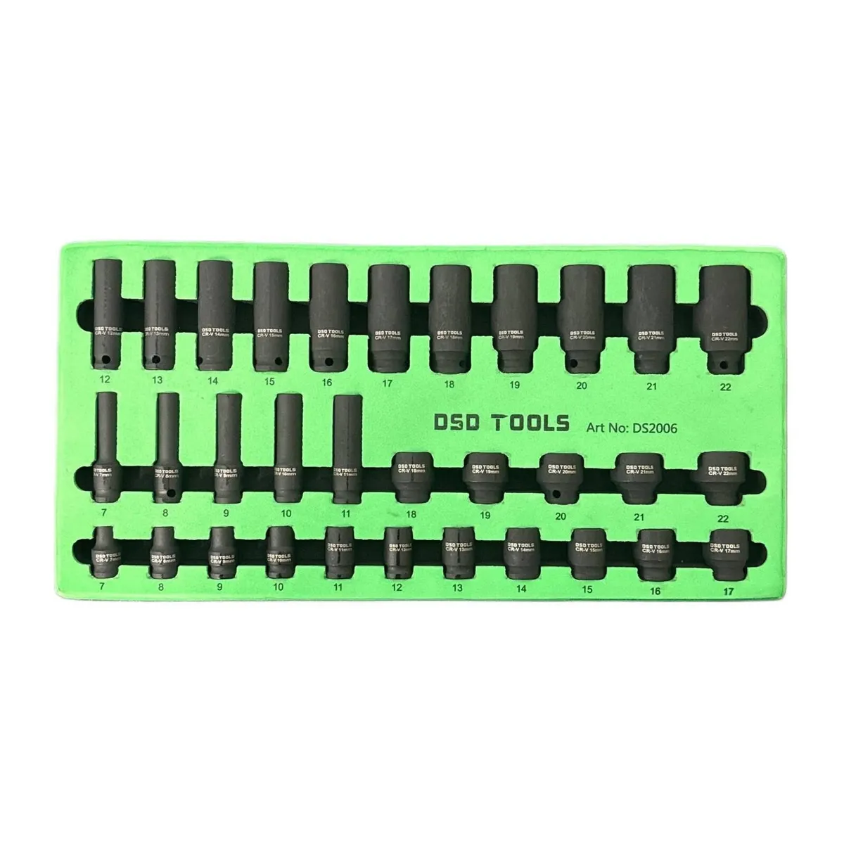 32-Piece 3/8" 6-Point Deep&Shallow Impact Sockets - Image 1