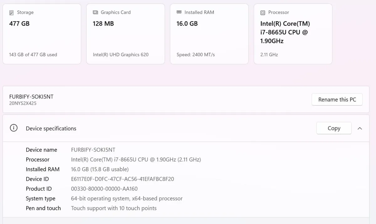 Lenovo Thinkpad T490 i7-8665U 16GB 256GB (Touch) - Image 2