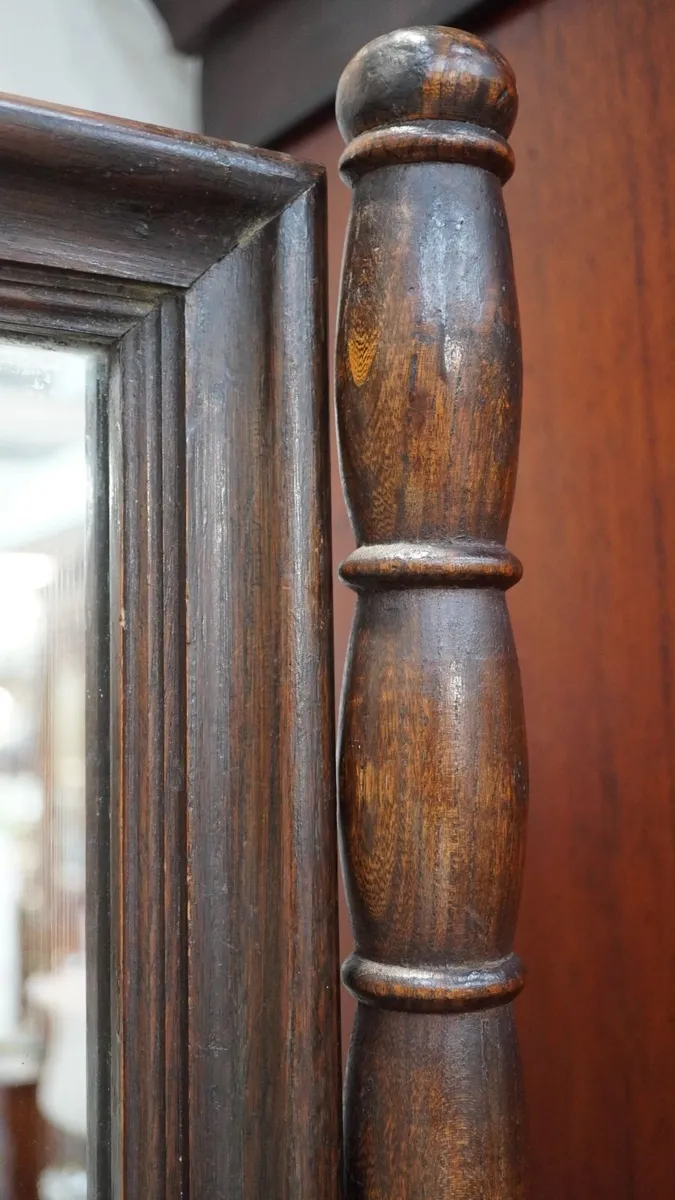 Victorian Oak Cheval Mirror - 19th Century - Image 4