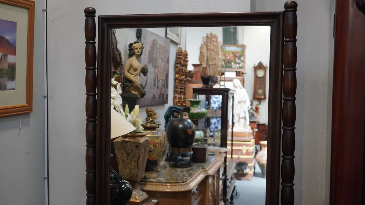 Victorian Oak Cheval Mirror - 19th Century - Image 2