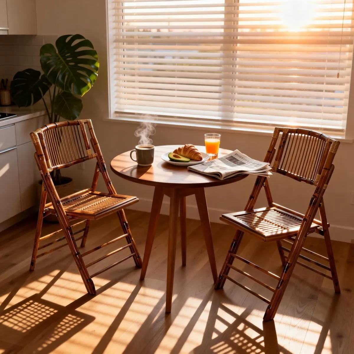 Set of 2 Newly Upgraded FSC Bamboo Folding Chair - Image 2