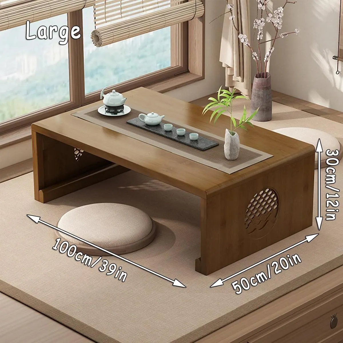 Bamboo Chinese Tea Floor Table Japanese Foldable - Image 2