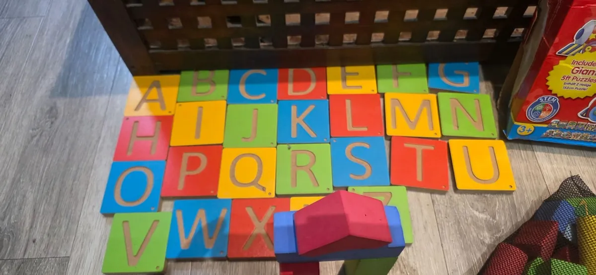 2 x Giant puzzle,Soft building blocks and Wood ABC - Image 3