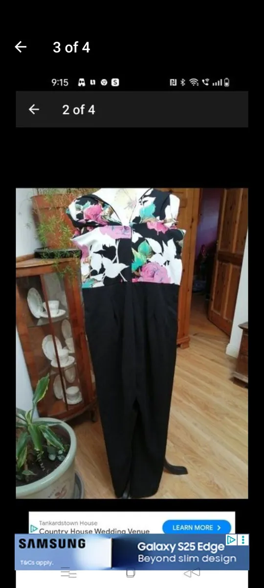 Ladies Jumpsuit black with flowel detail on the to - Image 3