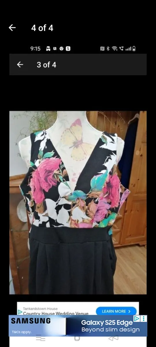 Ladies Jumpsuit black with flowel detail on the to - Image 4