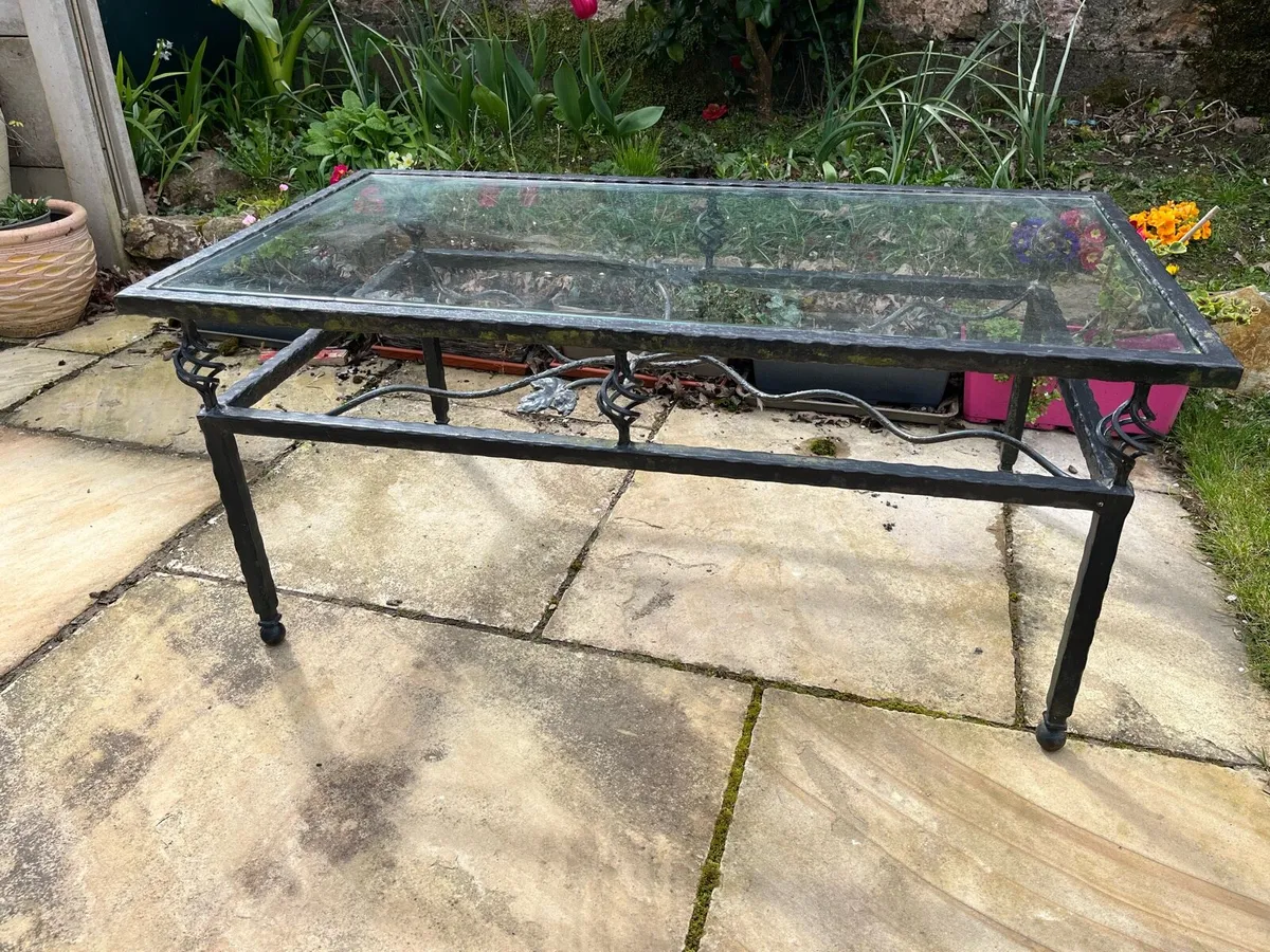 Wrought Iron glass top table - Image 1