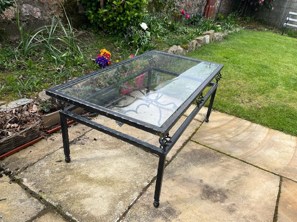 Wrought Iron glass top table - Image 2