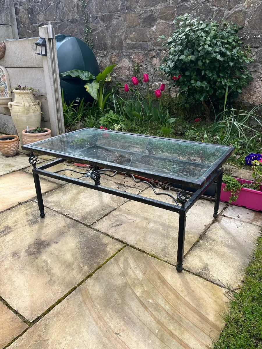 Wrought Iron glass top table - Image 3
