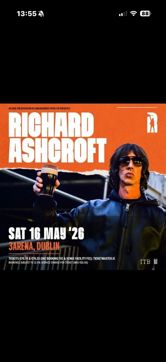 Richard Ashcroft standing tickets X1