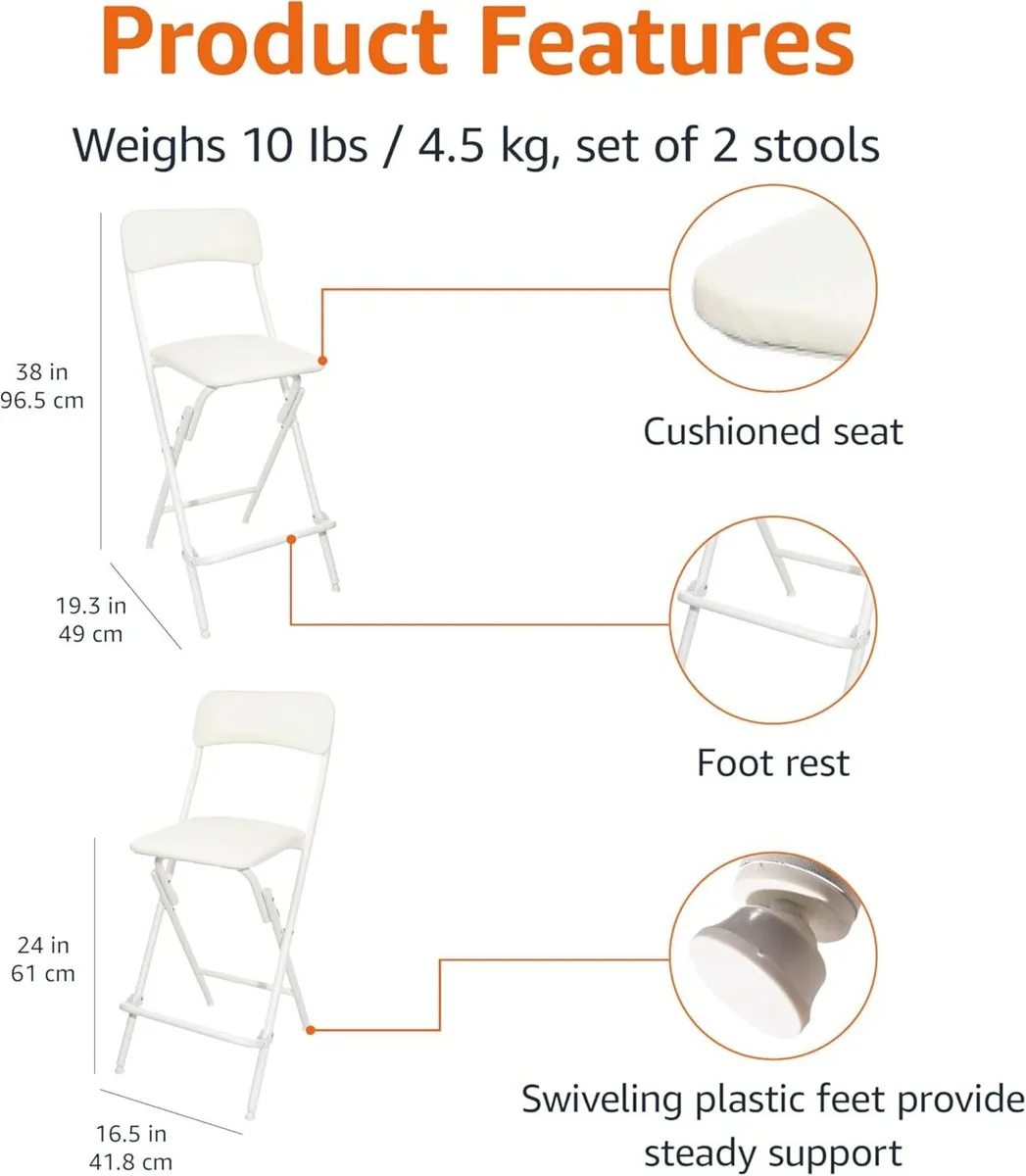 Folding Stool with Footrest 136.1 kg Weight - Image 3