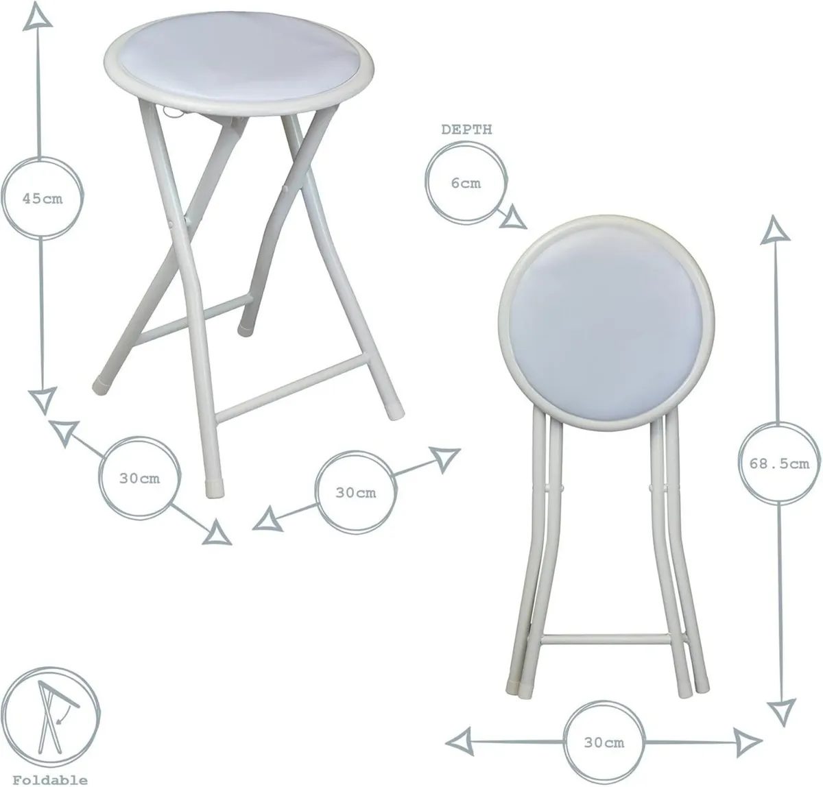 Grey Padded Folding Stools - Pack of 8 Easy Store - Image 3