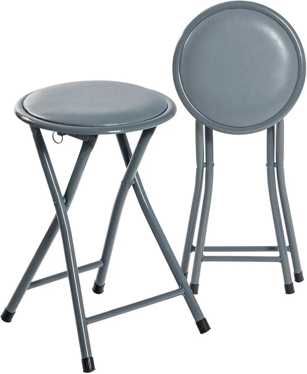 Grey Padded Folding Stools - Pack of 8 Easy Store - Image 1