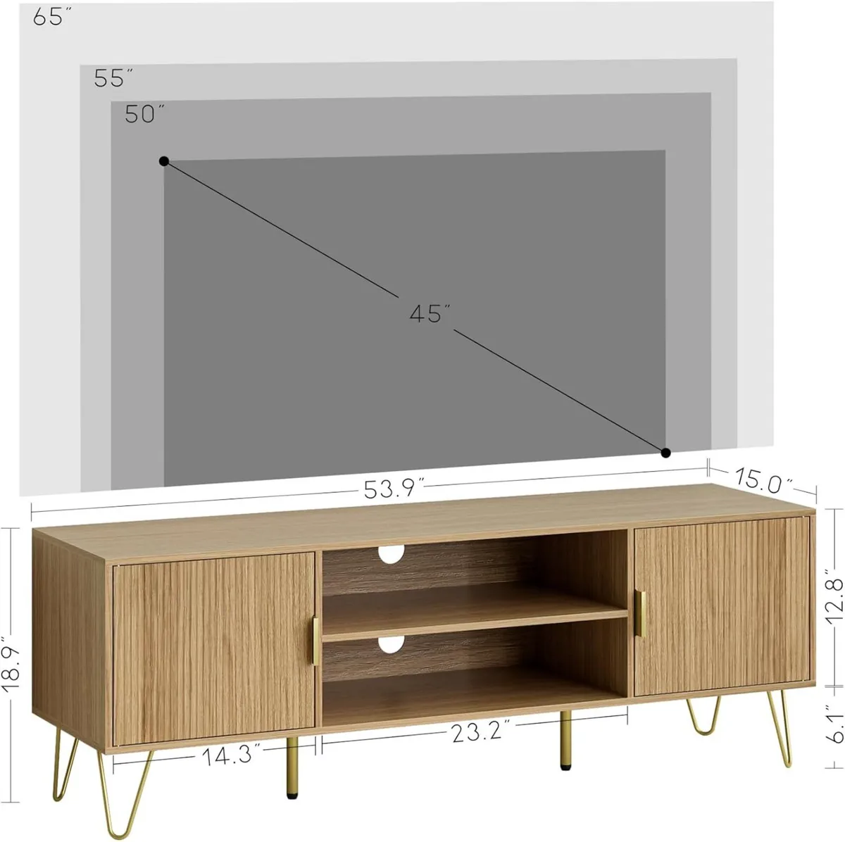 Black Wood TV Stand for up to 65 Inch 137cm Unit - Image 2