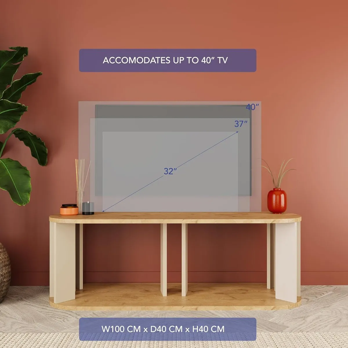 Ursula TV Stand Small Unit 114 cm Wide Cabinet - Image 4