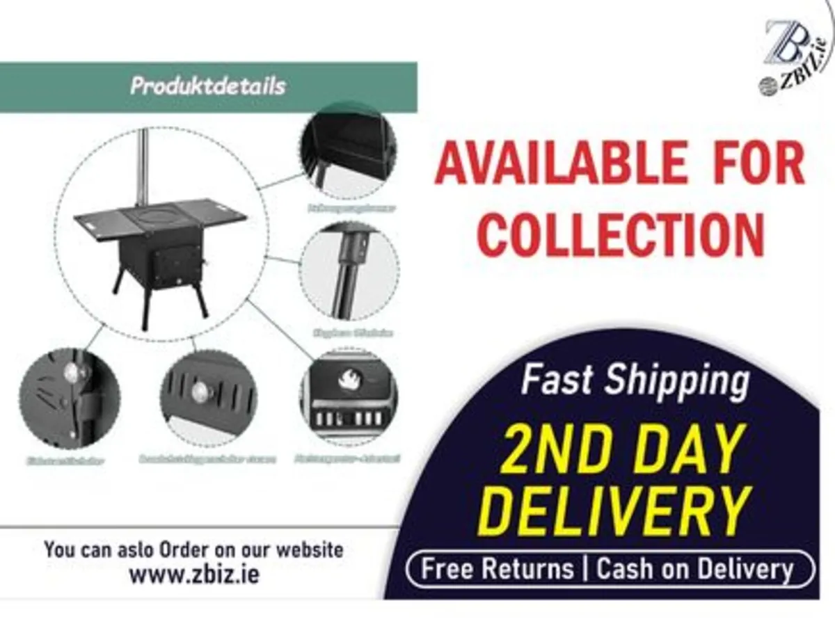Cast Iron Portable Wood Stove for Camping & Tents - Image 1