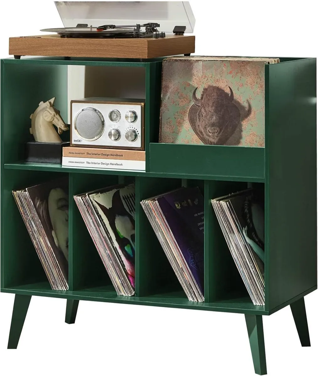Large Record Stand With Storage and Shelf - Vinyl - Image 1