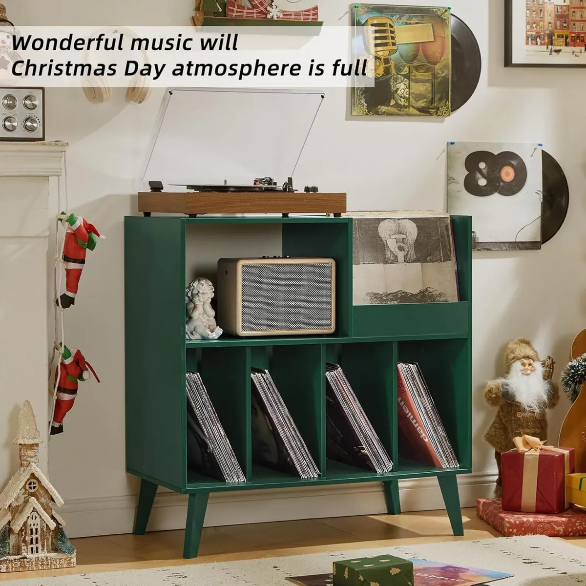 Large Record Stand With Storage and Shelf - Vinyl - Image 4