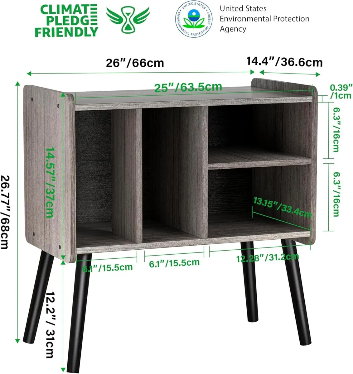 Record Player Table Mid-Century Stand with Vinyl - Image 2