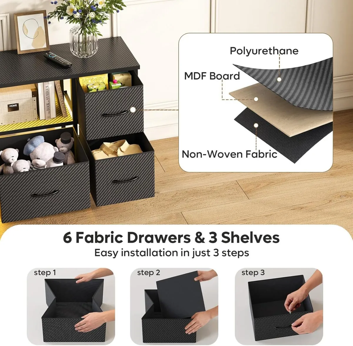 63 Inch TV Stand with Storage for 65 70 75 - Image 4