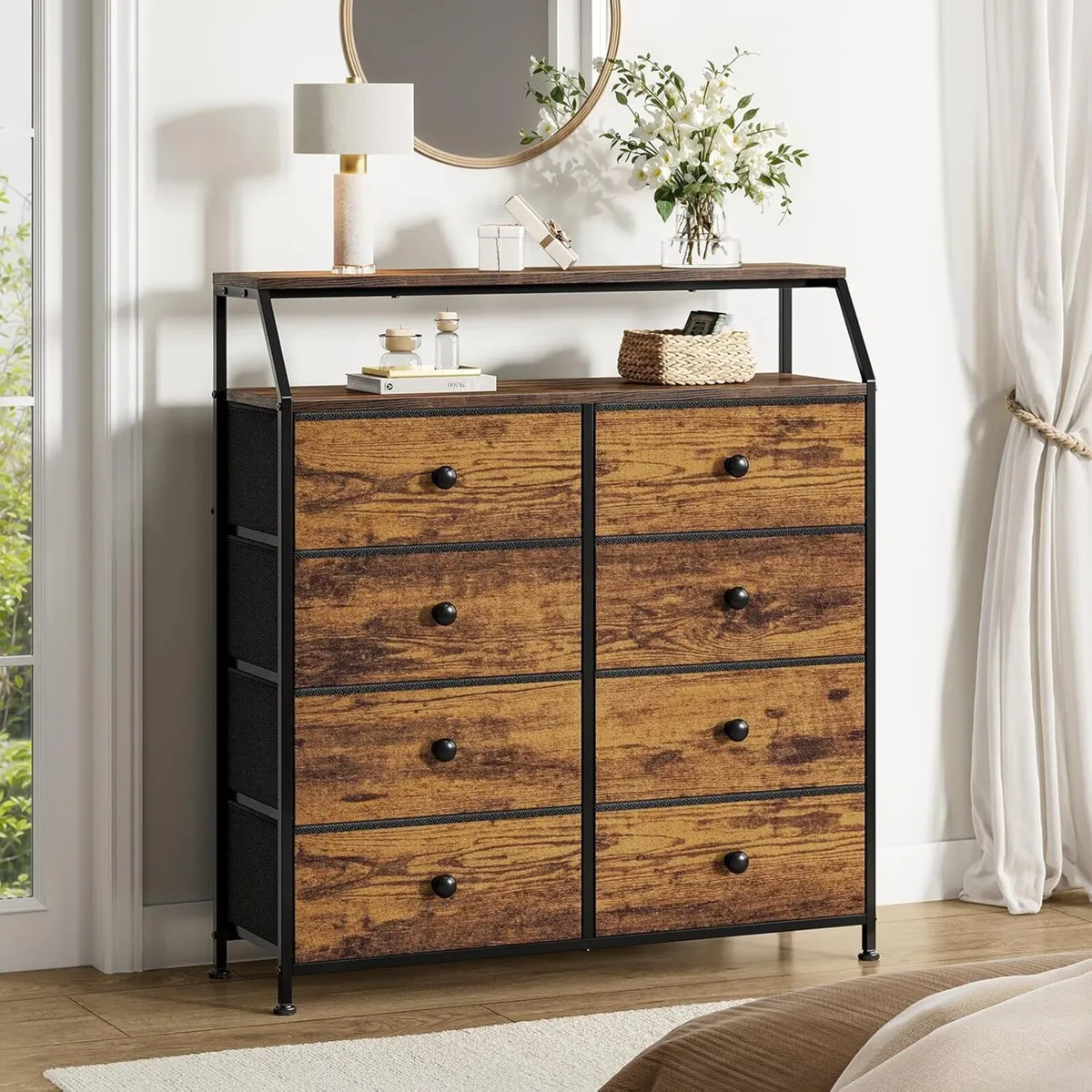 Chest of Drawers with 8 Rustic Brown Dresser for - Image 3