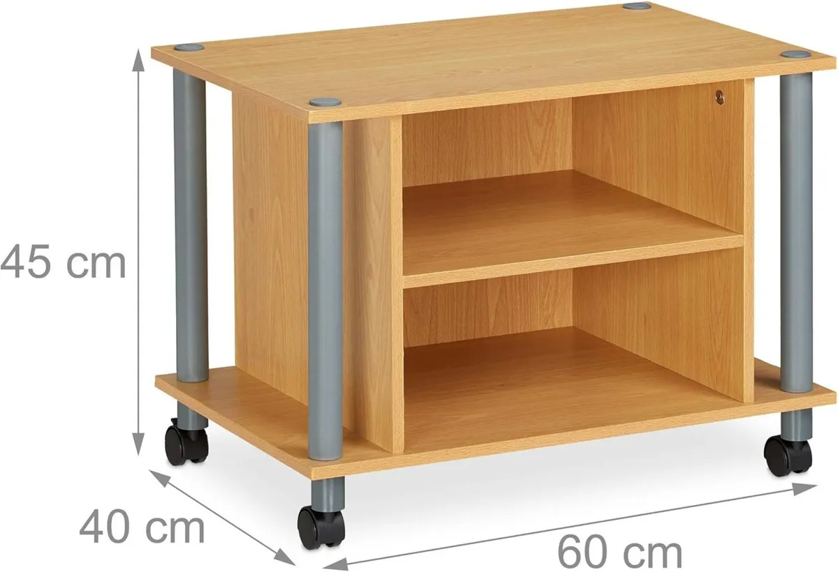 TV Stand on Castors 2 Compartments Rack Mobile - Image 3