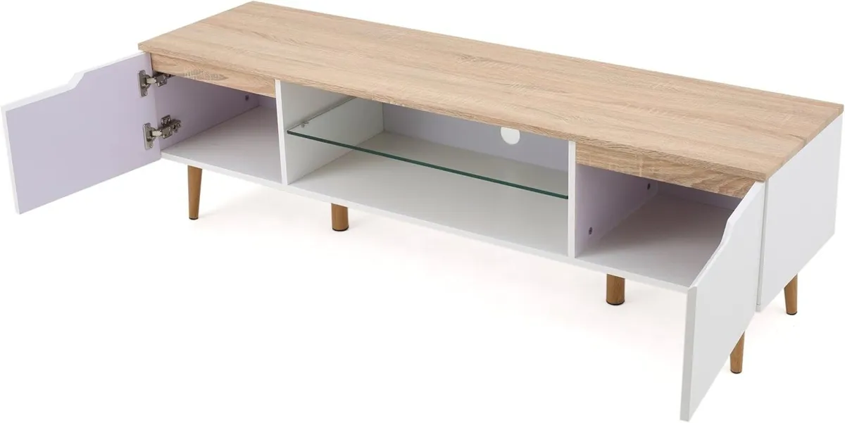 Rowan Wood TV Stand White Matte / Oak Finish - Image 4