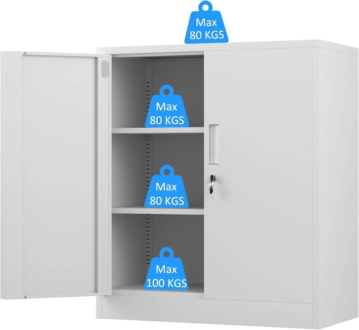 Metal Storage Cabinet with Locking Doors and 2 - Image 4