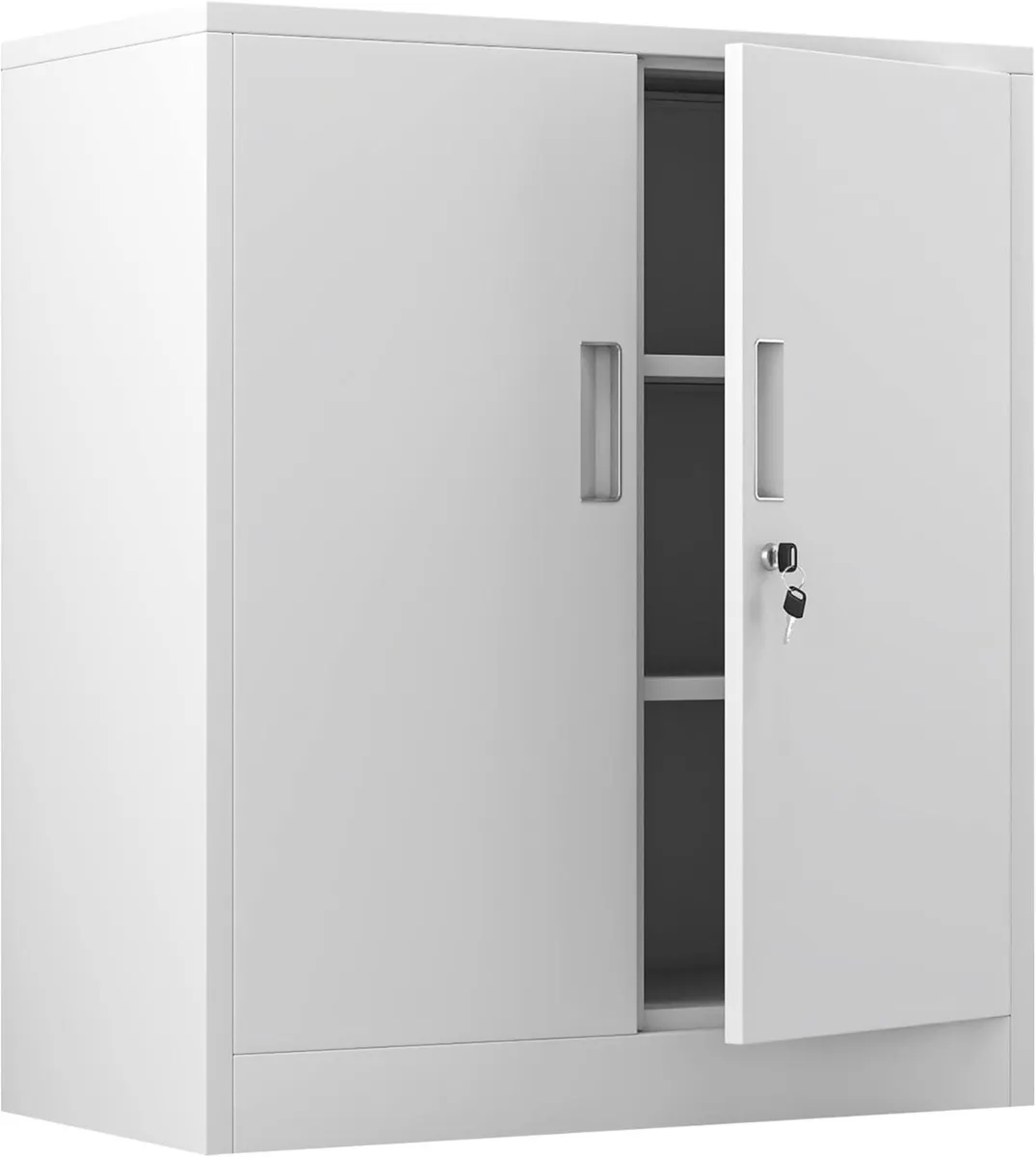 Metal Storage Cabinet with Locking Doors and 2 - Image 1